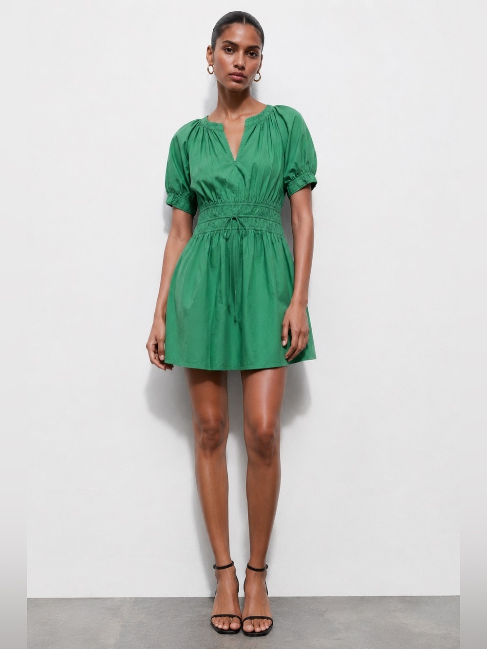 Love the Label Green Puff Sleeve Mini Dress XS